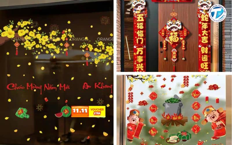 Hình ảnh các ý tưởng các kiểu trang trí cửa kính ngày tết 1